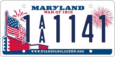 MD license plate 1AA1141