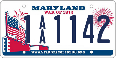 MD license plate 1AA1142