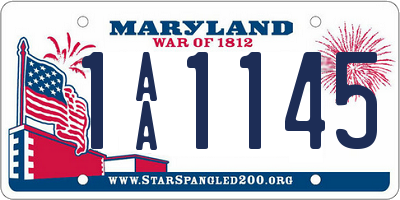 MD license plate 1AA1145