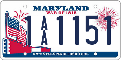 MD license plate 1AA1151