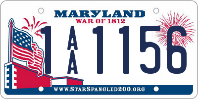 MD license plate 1AA1156