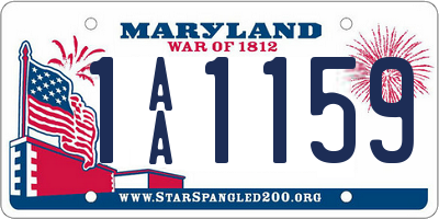 MD license plate 1AA1159