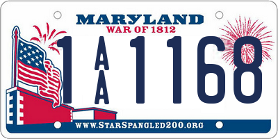 MD license plate 1AA1168