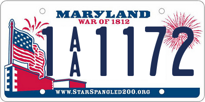 MD license plate 1AA1172