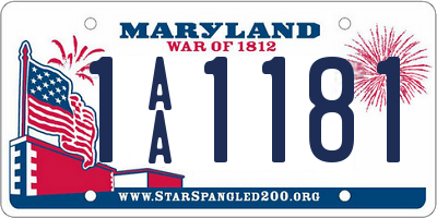 MD license plate 1AA1181