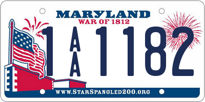 MD license plate 1AA1182