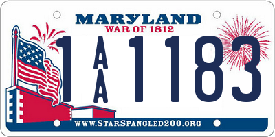 MD license plate 1AA1183