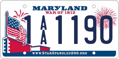 MD license plate 1AA1190