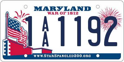 MD license plate 1AA1192