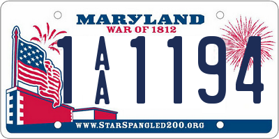 MD license plate 1AA1194