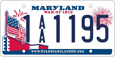 MD license plate 1AA1195