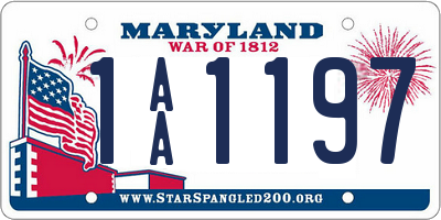 MD license plate 1AA1197