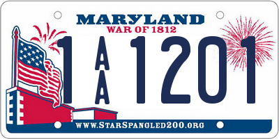 MD license plate 1AA1201