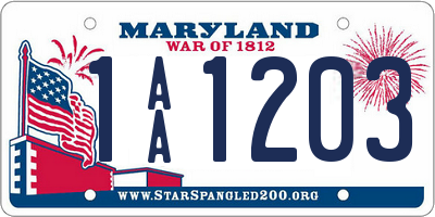 MD license plate 1AA1203