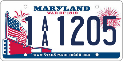 MD license plate 1AA1205