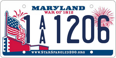 MD license plate 1AA1206