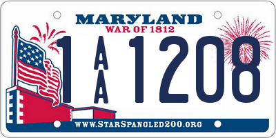 MD license plate 1AA1208