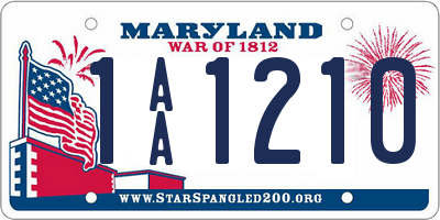 MD license plate 1AA1210