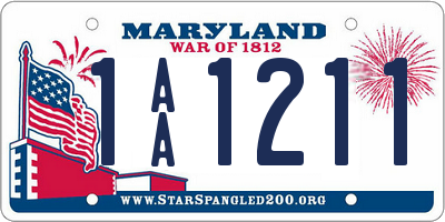 MD license plate 1AA1211