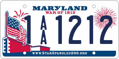 MD license plate 1AA1212