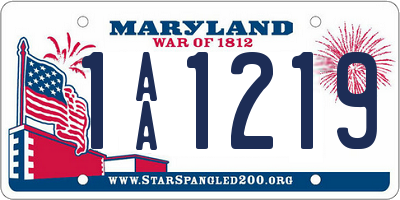 MD license plate 1AA1219