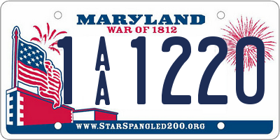 MD license plate 1AA1220