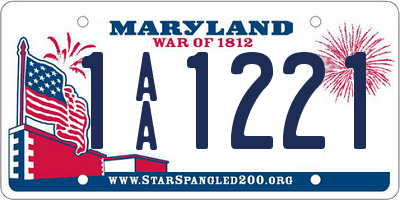 MD license plate 1AA1221