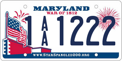 MD license plate 1AA1222