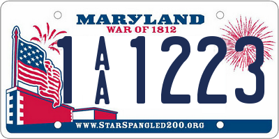 MD license plate 1AA1223