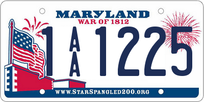 MD license plate 1AA1225