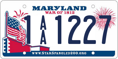 MD license plate 1AA1227