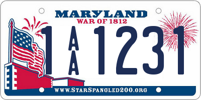 MD license plate 1AA1231