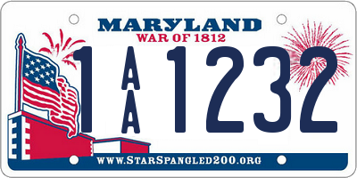 MD license plate 1AA1232