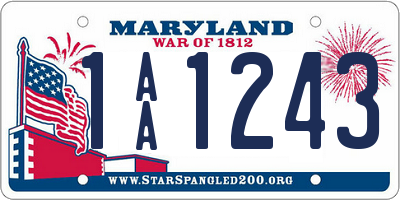 MD license plate 1AA1243