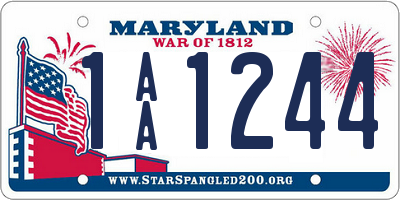 MD license plate 1AA1244