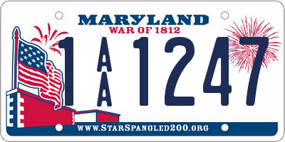 MD license plate 1AA1247
