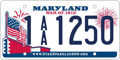 MD license plate 1AA1250