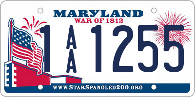 MD license plate 1AA1255