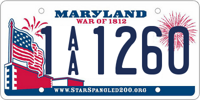 MD license plate 1AA1260