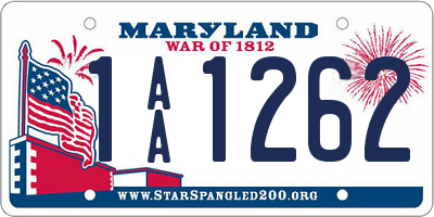 MD license plate 1AA1262