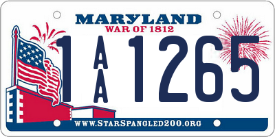 MD license plate 1AA1265