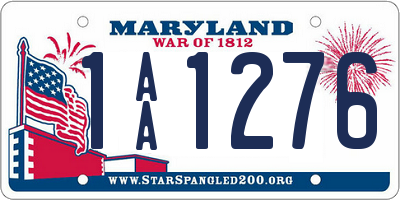 MD license plate 1AA1276