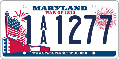 MD license plate 1AA1277