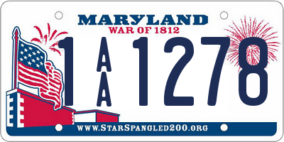 MD license plate 1AA1278