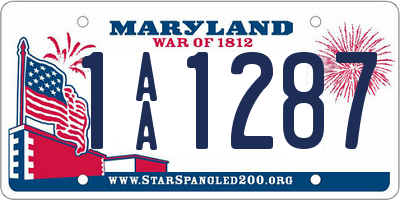 MD license plate 1AA1287