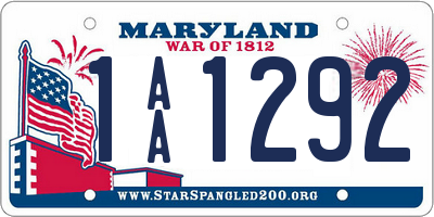 MD license plate 1AA1292