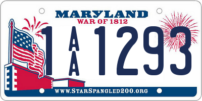 MD license plate 1AA1293