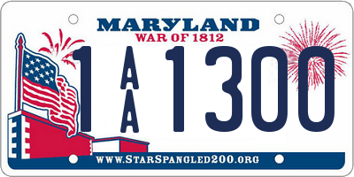 MD license plate 1AA1300