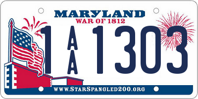 MD license plate 1AA1303