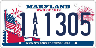 MD license plate 1AA1305